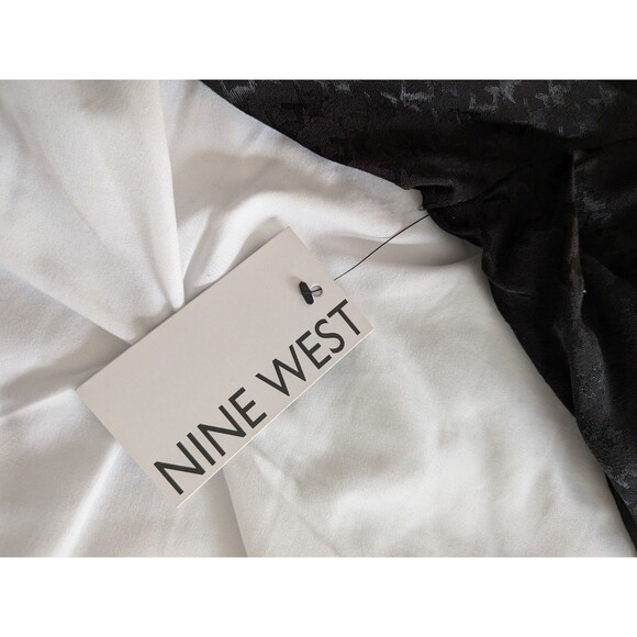 Nine West Blouse Women's XL Black Shimmer Houndstooth Holiday Wrap Top Shirt NEW - Picture 8 of 11